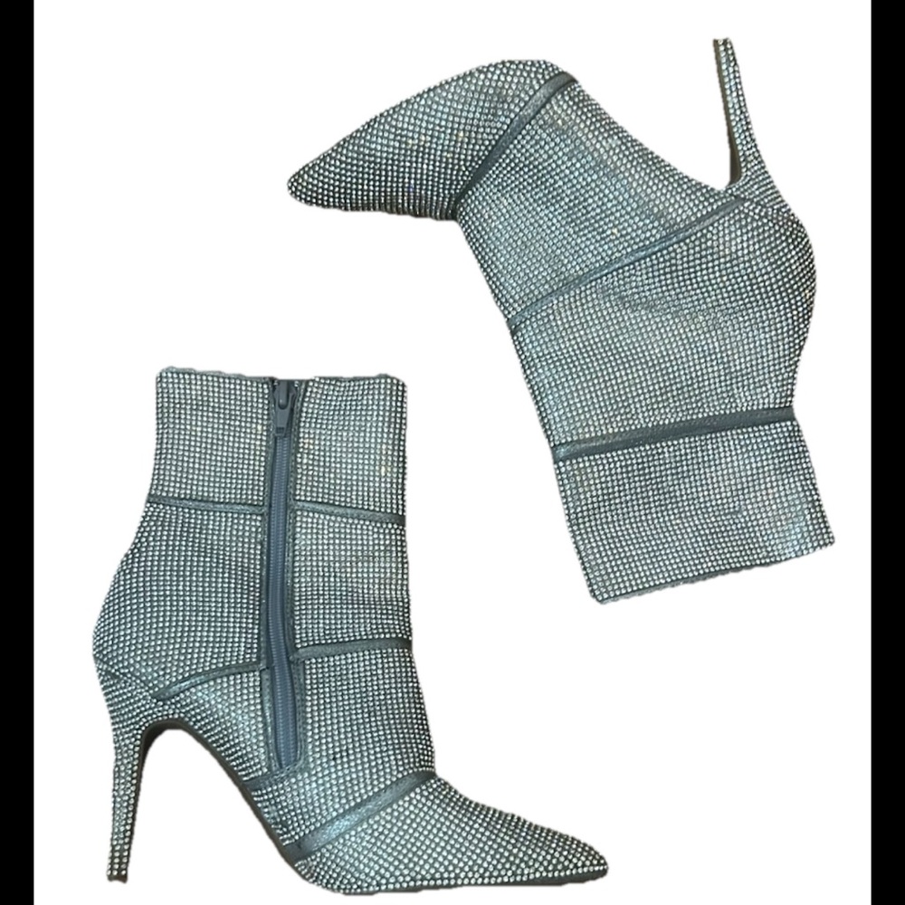 Elegant Silver Women's Ankle Boots
